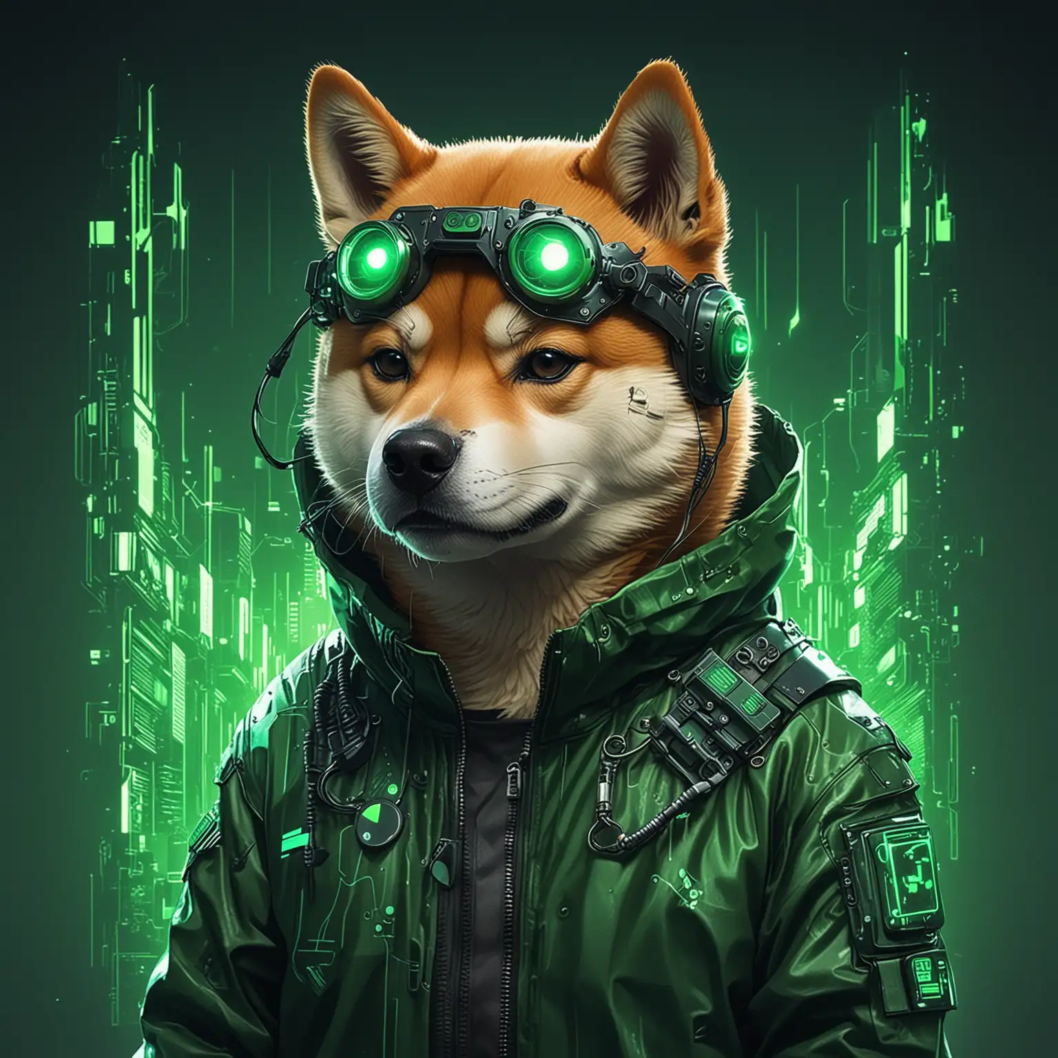 Shiba-Inu-in-Cyberpunk-Green-Neon-Style