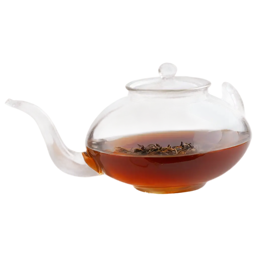 Transparent teapot with black tea