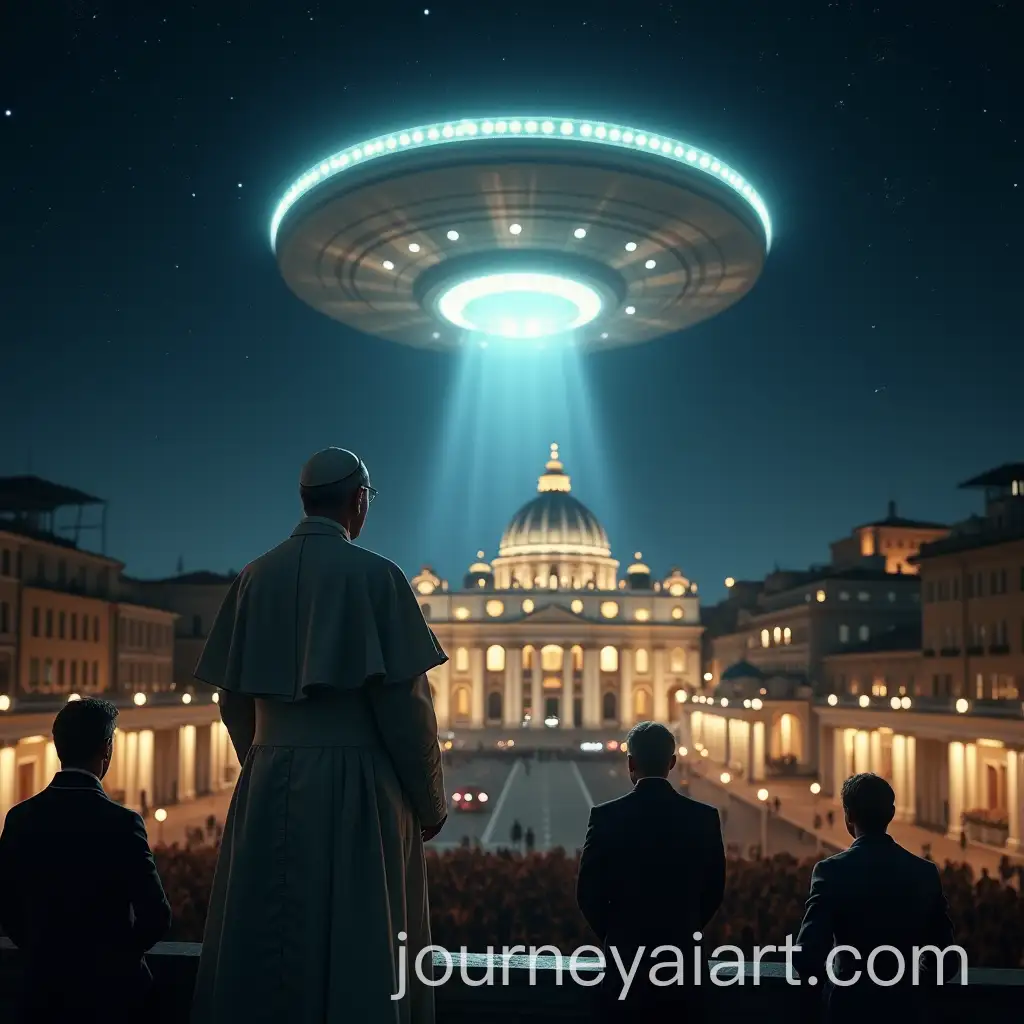 Futuristic-Scene-of-Pope-on-Balcony-withAI-Art-Prompt-Expansion-UFO-Over-Vatican-City