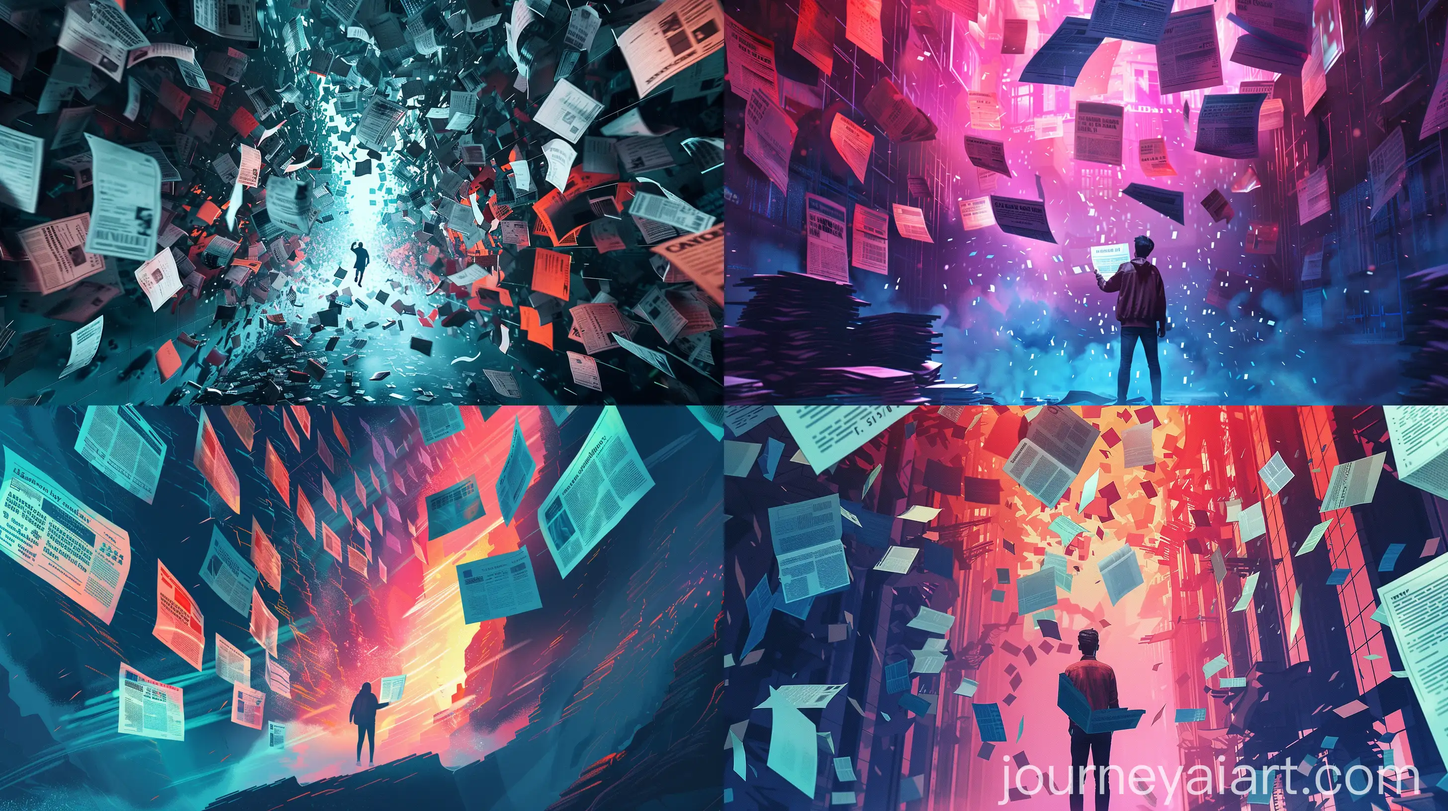 AIGenerated-News-Articles-Flying-Through-Digital-Landscape