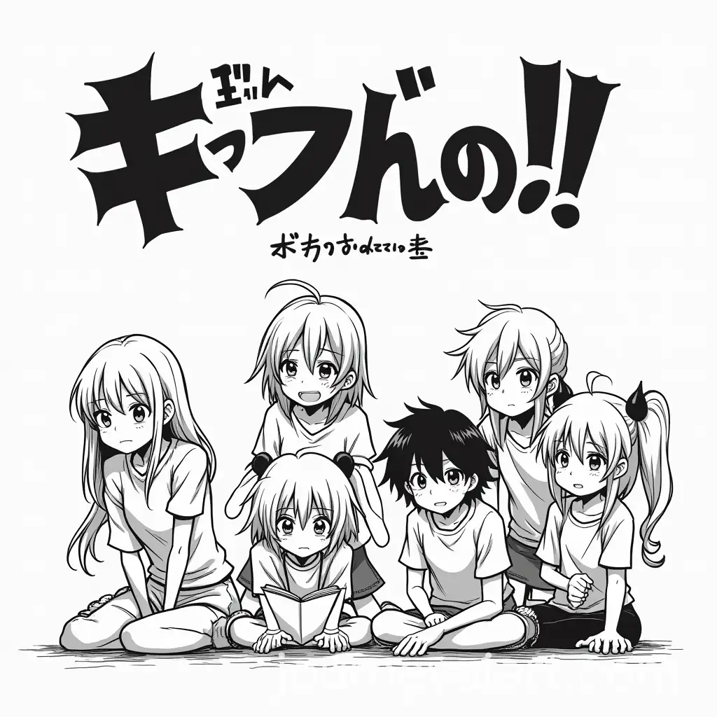 Manga-Cover-with-6-Anime-Characters-in-Black-and-White-Doing-Everyday-Things-My-Friend-is-a-Demonio