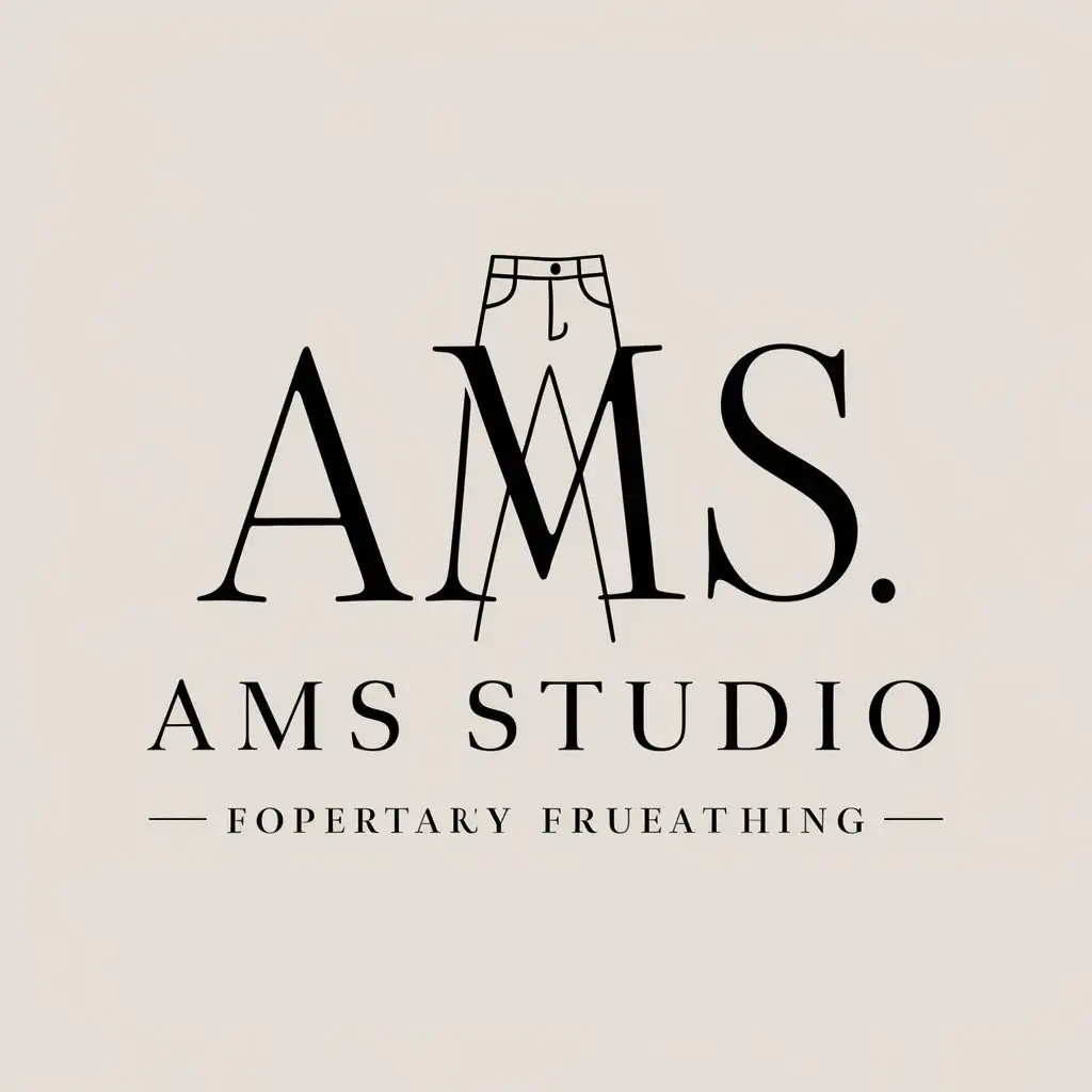 a vector logo design,with the text "AMS studio", main symbol:Women's clothing, outfits, women's jeans, woman pants, trousers, elegant, luxury, lavish brand,Moderate,be used in clothing industry,clear background