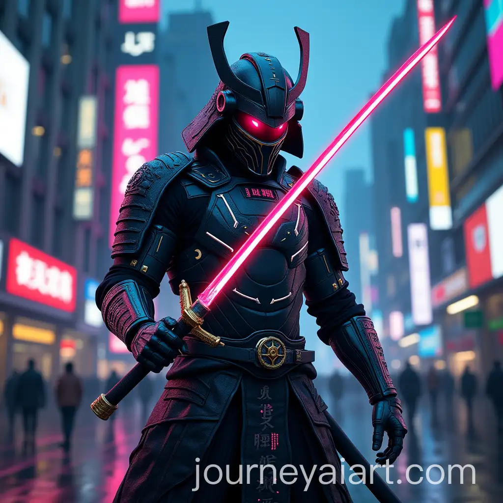 Cyberpunk-Samurai-with-Glowing-Katana-in-Futuristic-Cityscape