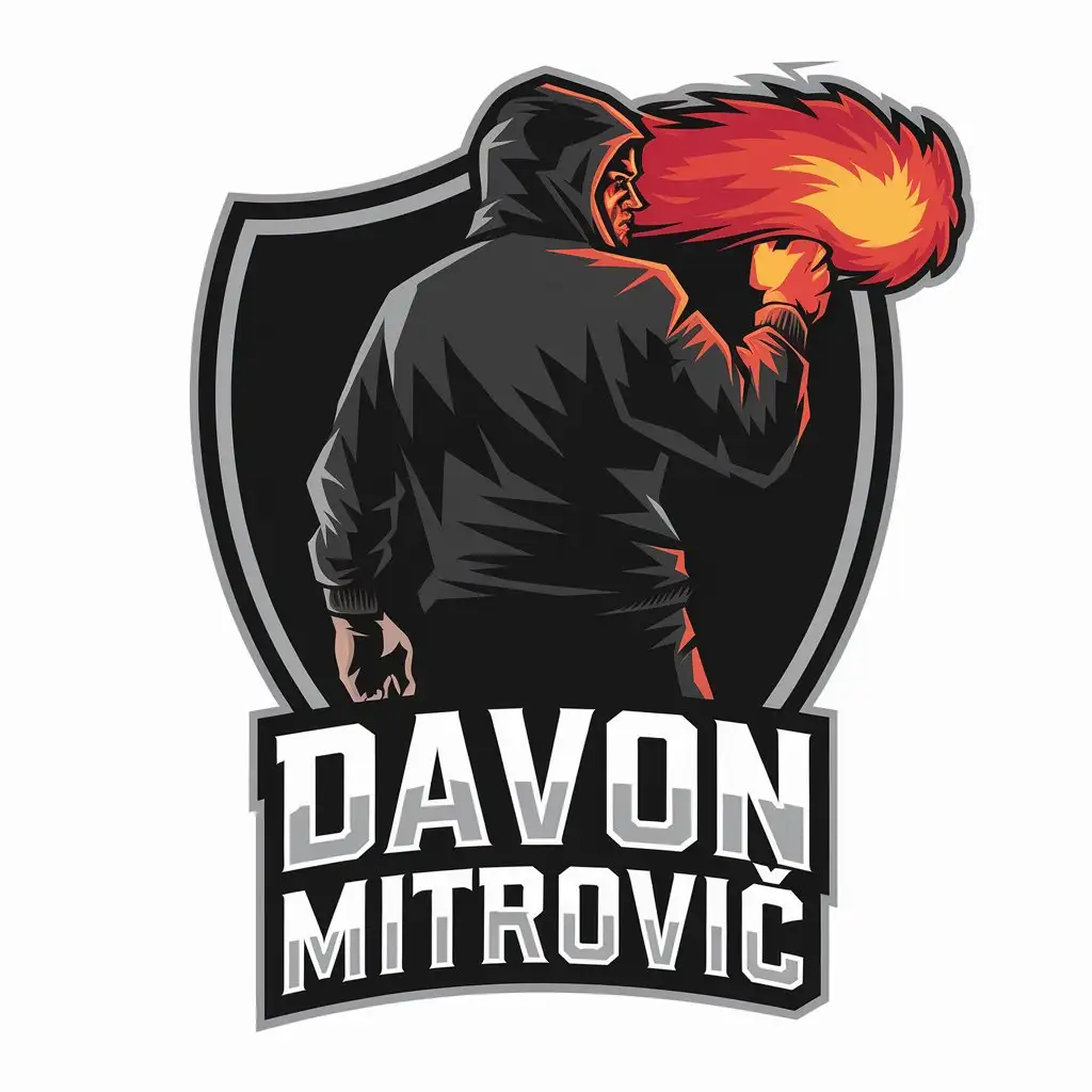 LOGO Design for Davon Mitrovi Hooligan in Black Hoodie with Red Flare for Sports Fitness Industry