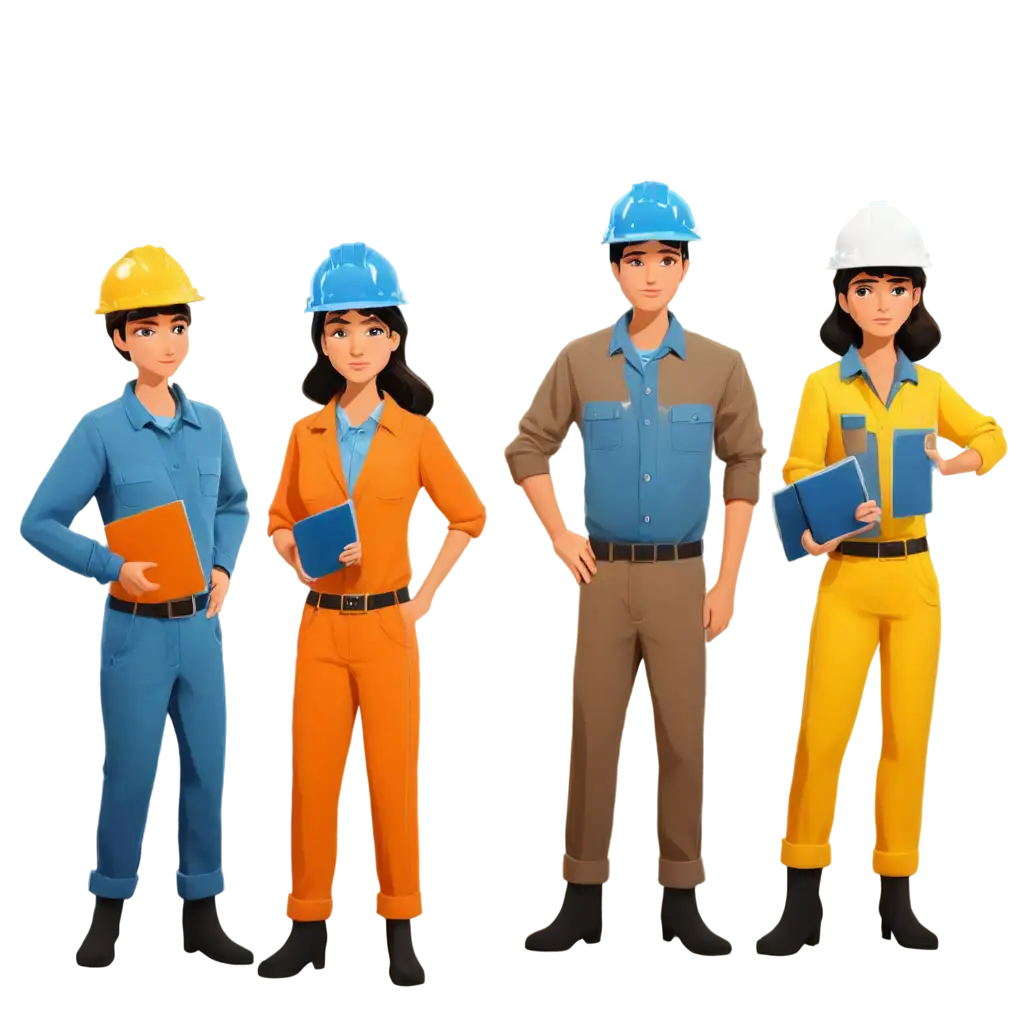 Factory-Workers-Wearing-Helmets-PNG-Cartoon-Style-Image-for-Clear-Versatile-Use