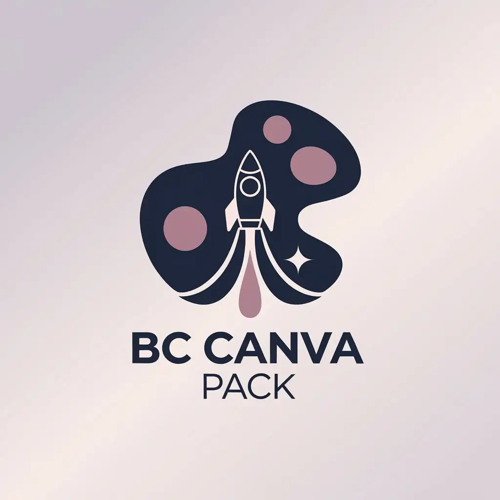 LOGO Design for BC Canva Pack Navy Blue Mauve Pink with Minimalist Rocket and Paint Palette Theme