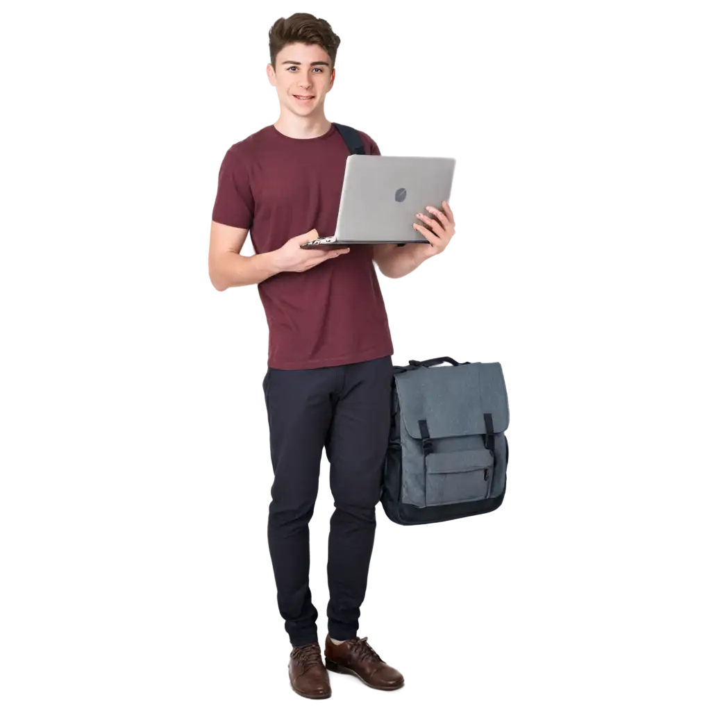 Student holding a laptop