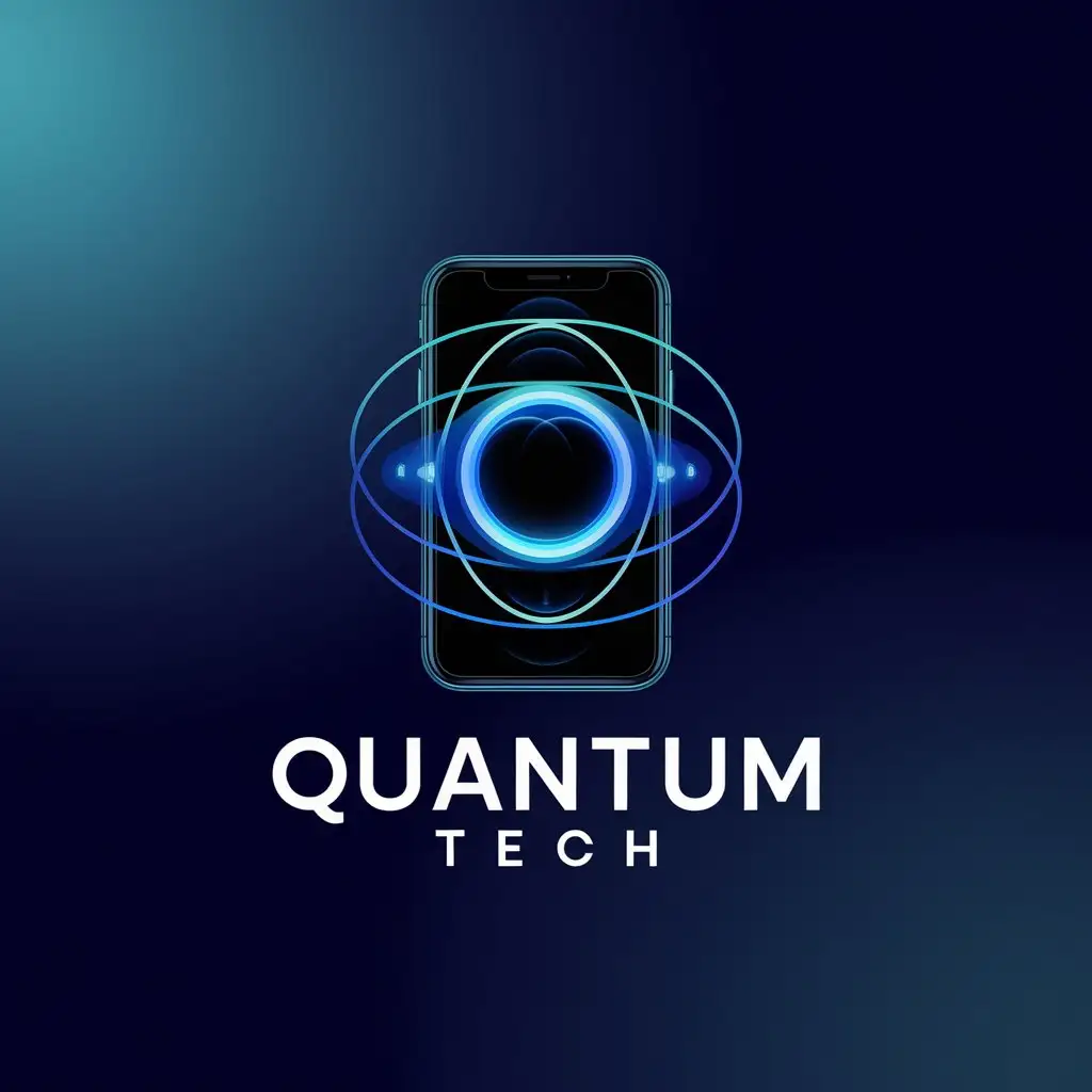 a vector logo design,with the text "Quantum tech", main symbol:iPhone 11,complex,be used in Technology industry,clear background