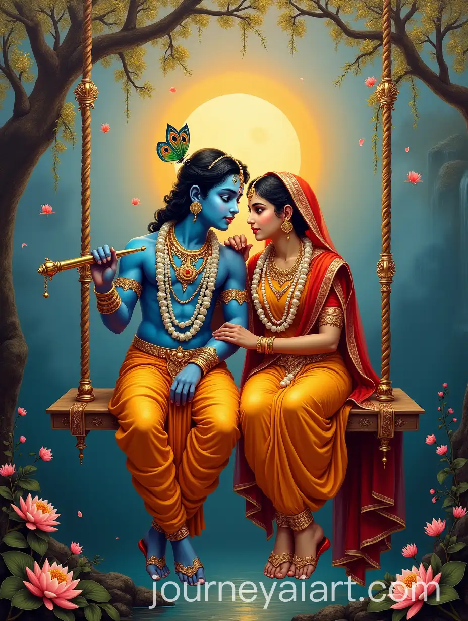 Radha-and-Krishna-Divine-Swing-with-Celestial-Flute-and-Gold-Accents