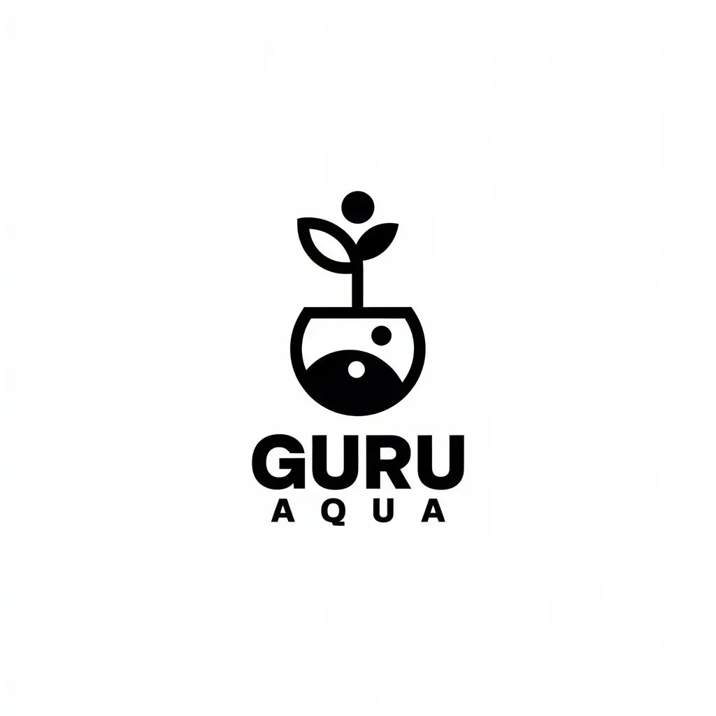 LOGO Design For Guru Aqua Grow Plants Above Fish Tank in Minimalistic Style