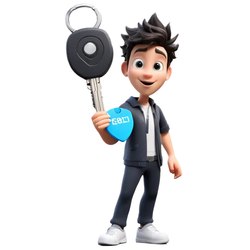 3D-Cartoon-Character-Holding-Car-Digital3D-PNG-Image-Scenarios-Key-PNG-for-Enhanced-Visual-Appeal-and-Versatility