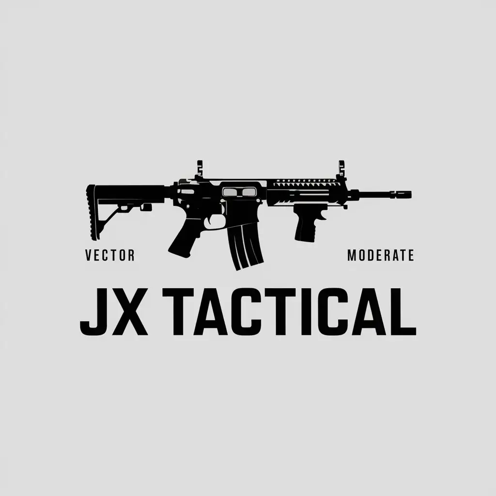 a vector logo design,with the text "JX Tactical", main symbol:M4 rifle and Glock 48 pistol,Moderate,be used in Others industry,clear background