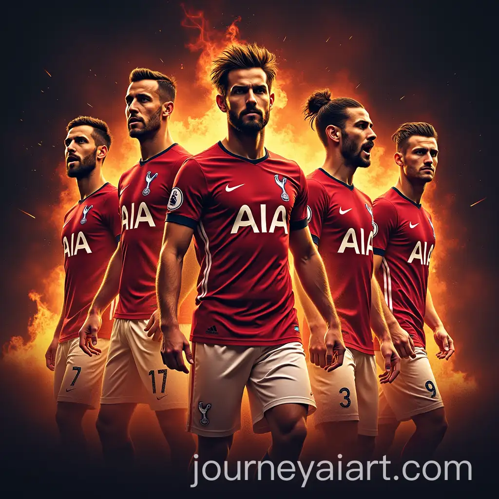Tottenham-Football-Club-Poster-with-Current-Players-and-Fiery-Background