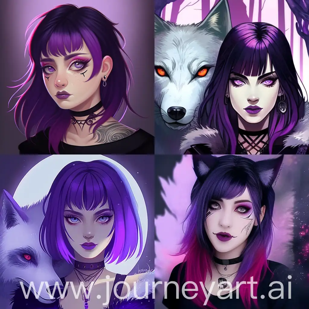 AnimeStyle-Woman-with-Purple-Hair-in-Wolf-Cut-and-Gothic-Makeup