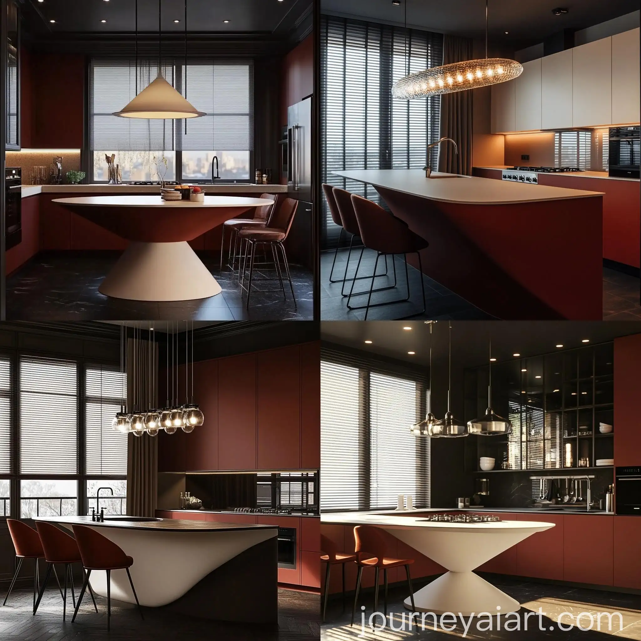Luxurious-Penthouse-Apartment-Kitchen-with-French-Window-and-Dark-Cozy-Decor