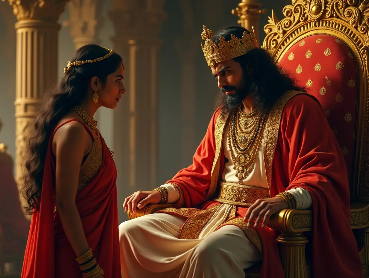 Princess-Amba-and-King-Shalvas-Argument-in-the-Royal-Court-from-Mahabharata