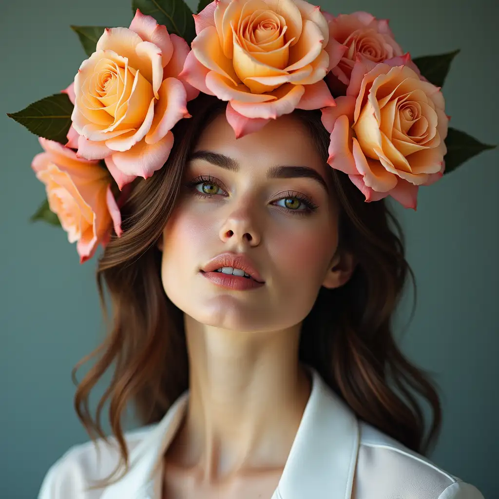 Modern-Portrait-of-Lady-with-Flower-Decoration-on-Head