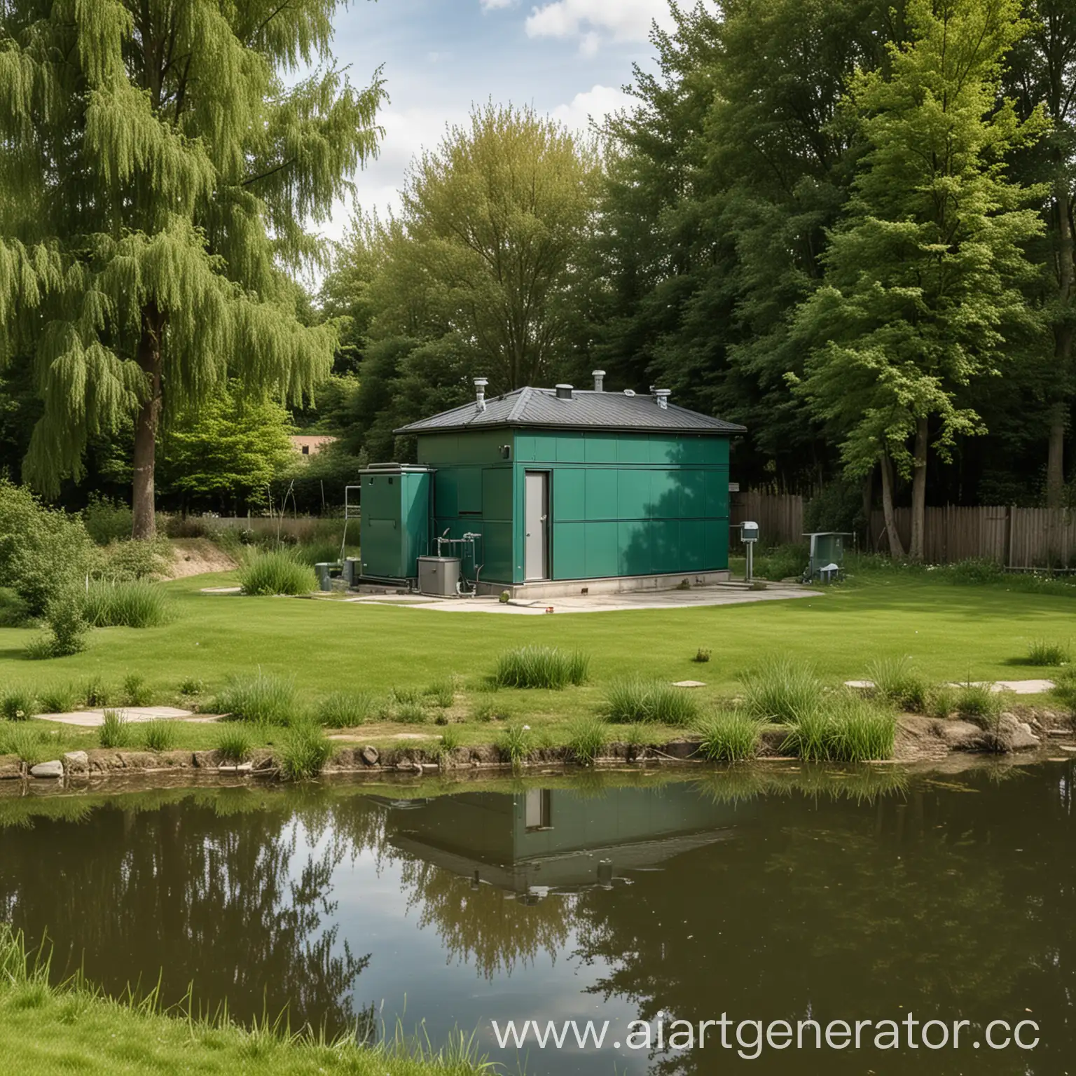 Rural-House-with-Pond-and-Trees-in-Green-Landscape