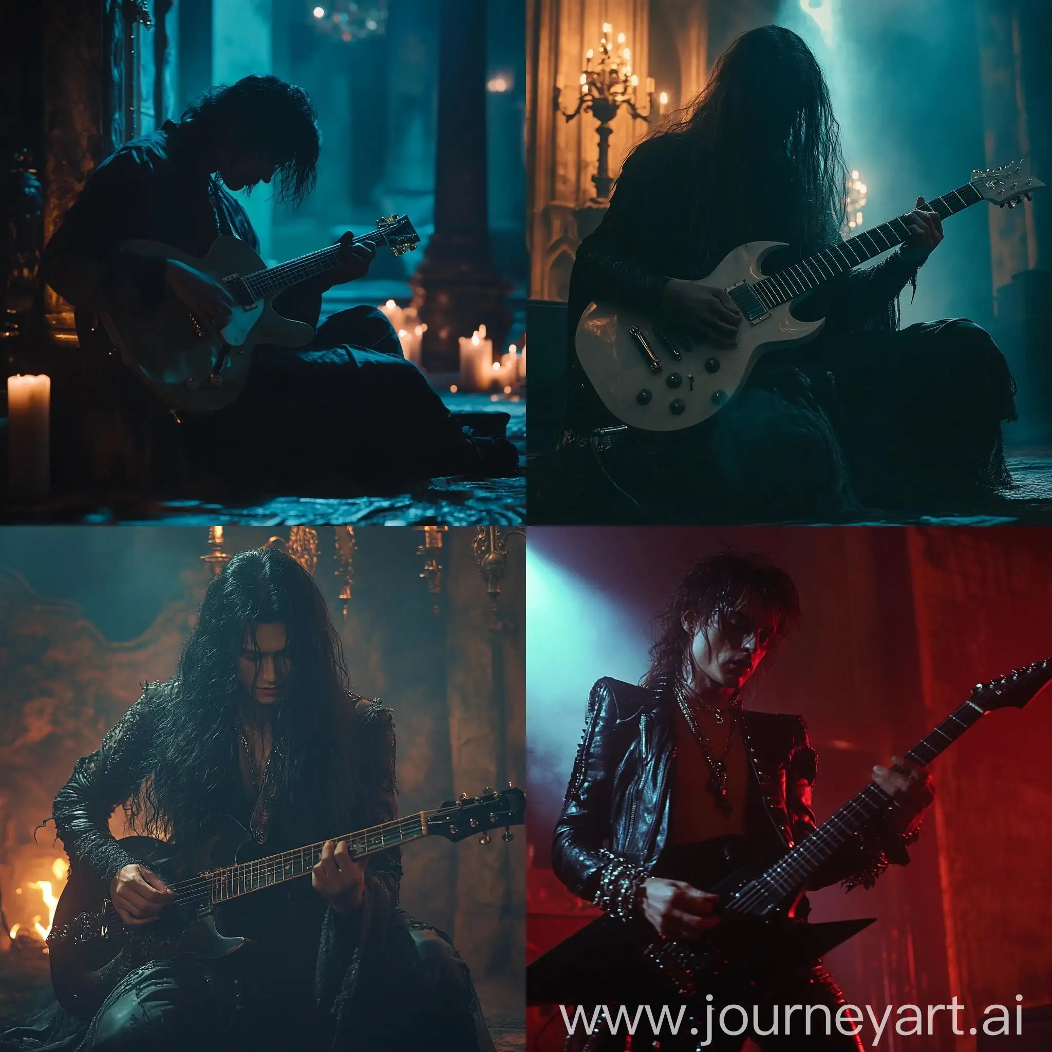 Saorun-Playing-Guitar-in-Dark-Fantasy-80s-Movie-Style