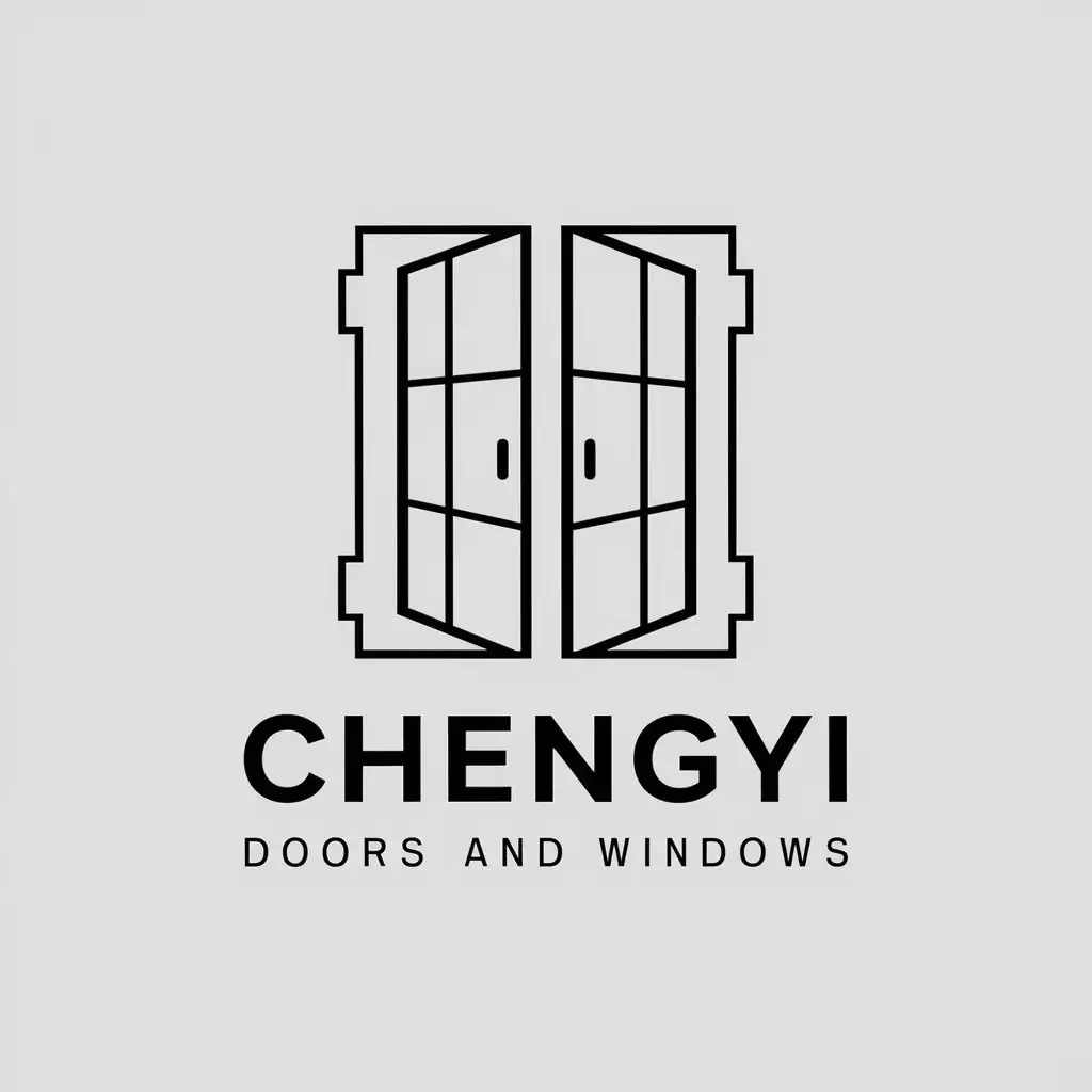 a vector logo design,with the text "Chengyi doors and windows", main symbol:Doors, windows, repair,Minimalistic,be used in Construction industry,clear background