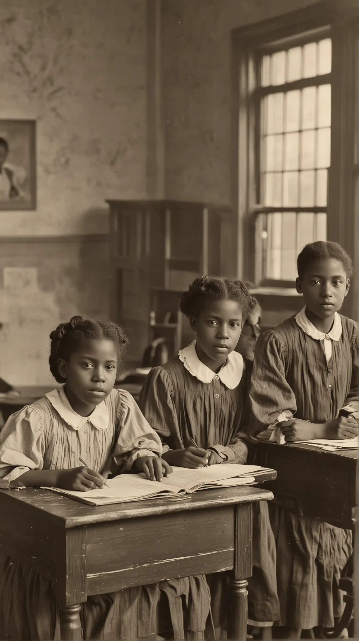 1905 Mississippi Classroom with Three Black Students