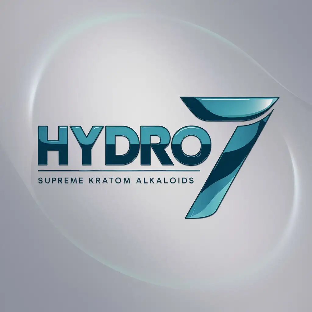 LOGO Design For HYDRO 7 Modern Typography in Deep Blue and Aqua with Kratom Alkaloids Tagline