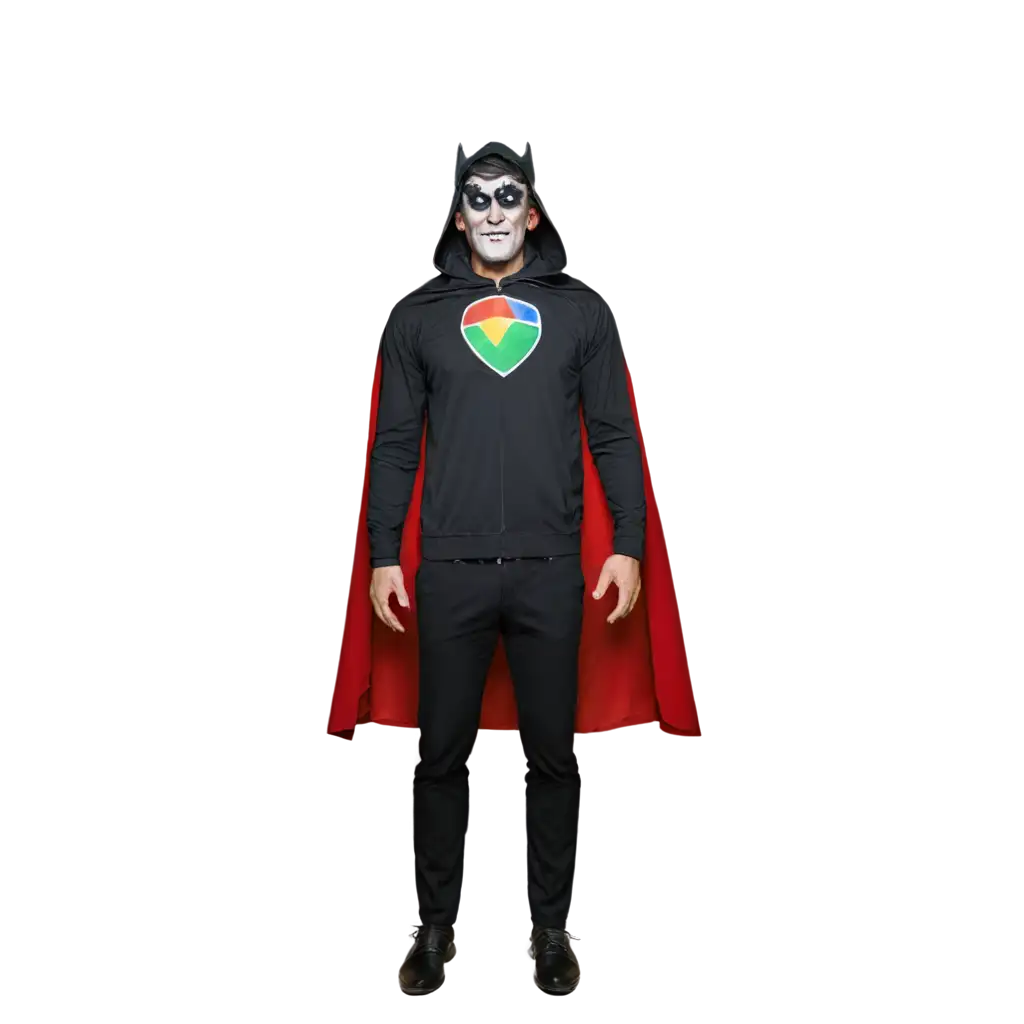 An evil villain wearing a Google Cape