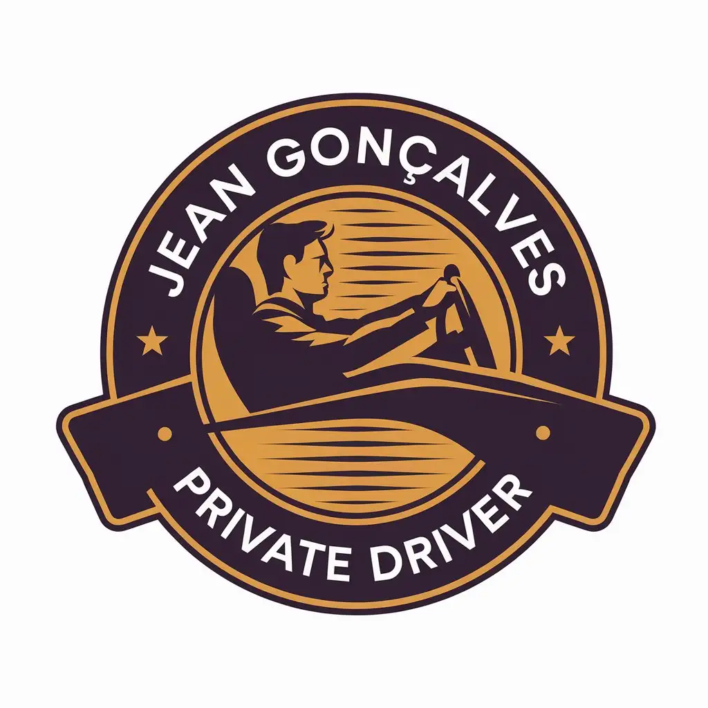 LOGO Design for Jean Gonalves Private Driver Round Driver Symbol with Text in Modern Automotive Style