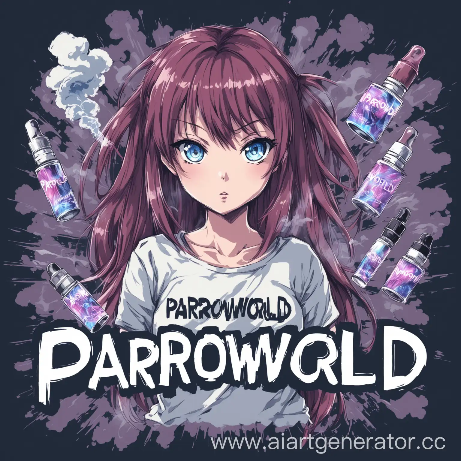 Anime-Girl-Shirt-Design-with-Vaping-Theme-and-ParoWorld