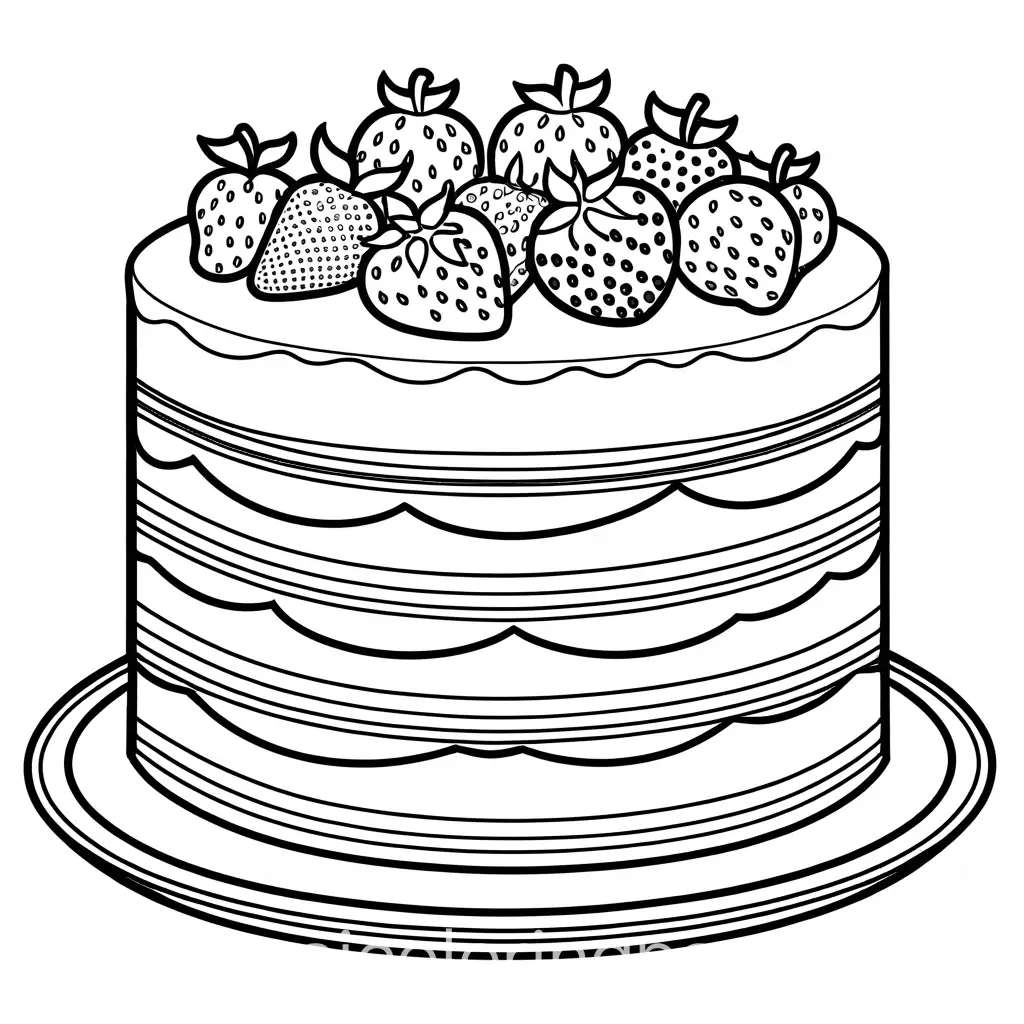 Simple-Strawberry-Cake-Coloring-Page-for-Kids