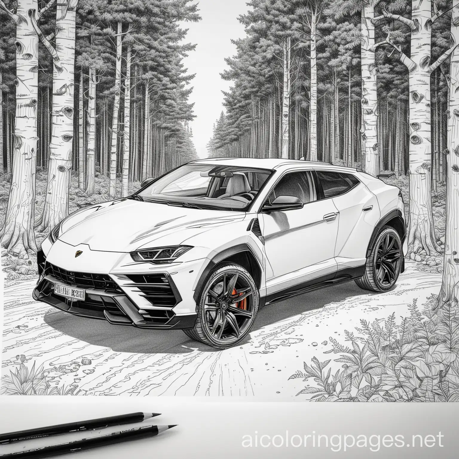 Lamborghini-Urus-Performante-in-a-Forest-Camping-Adventure-Coloring-Page