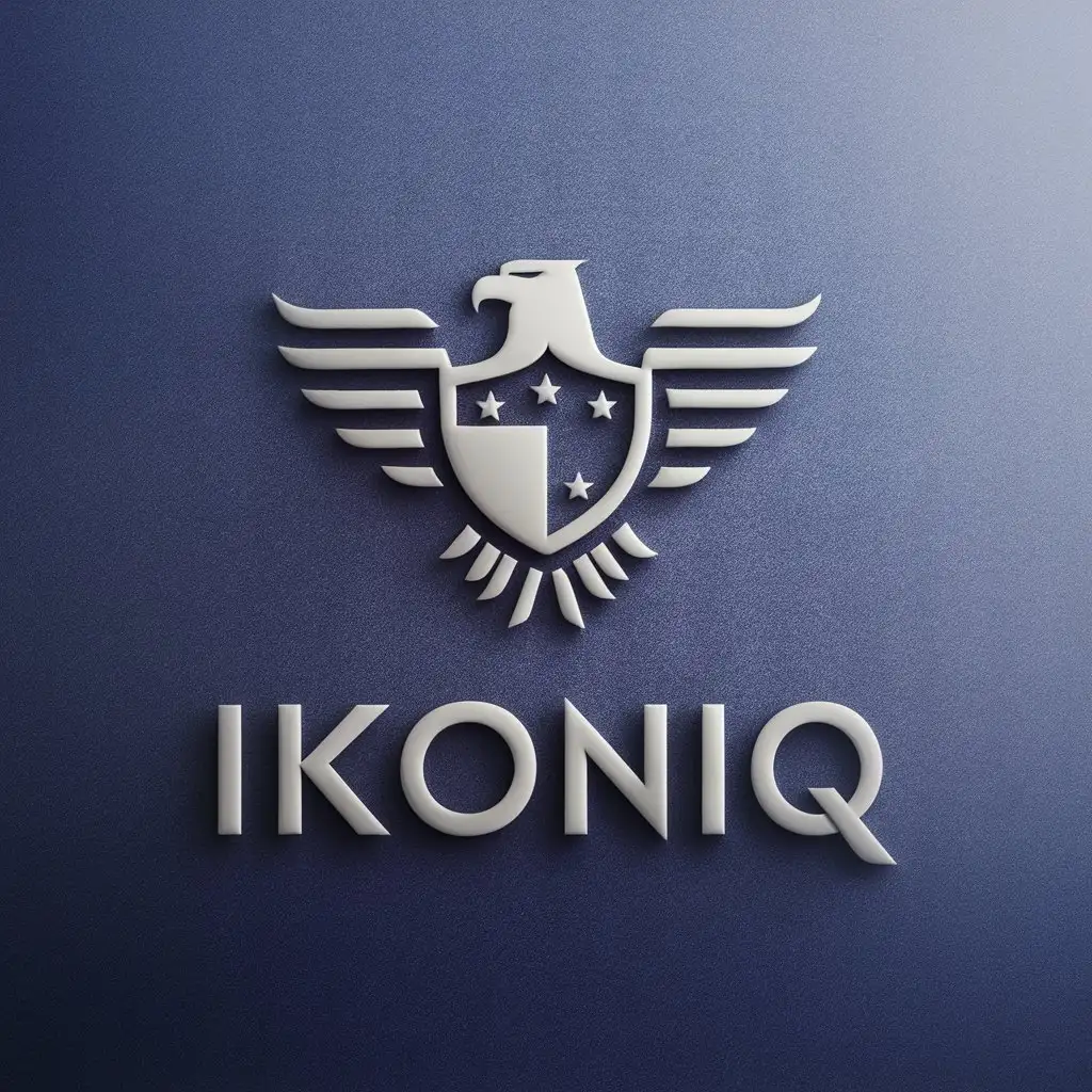 LOGO Design for IKONIQ Minimalistic Eagle and Shield with Stars