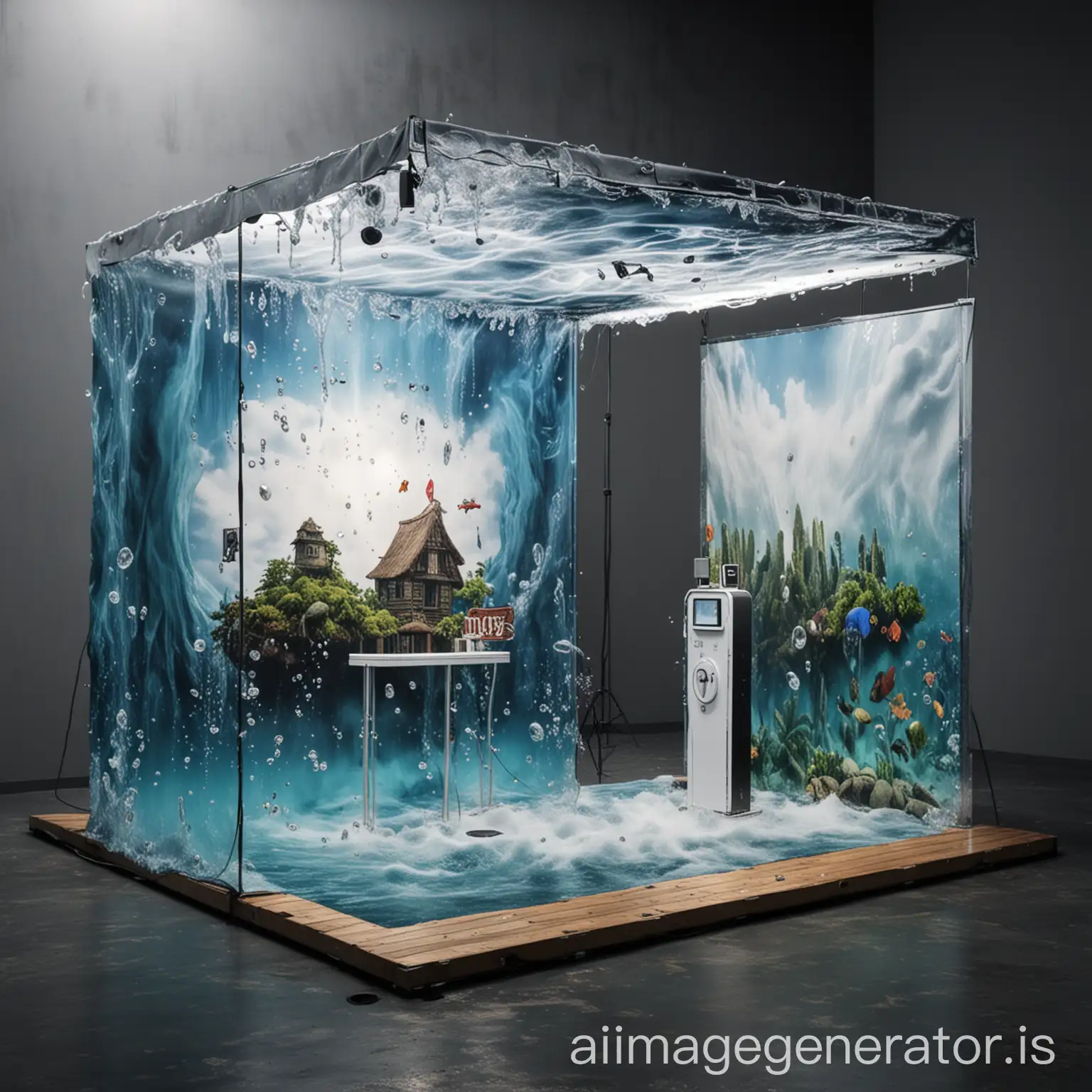 3D immersive photobooth with water environment