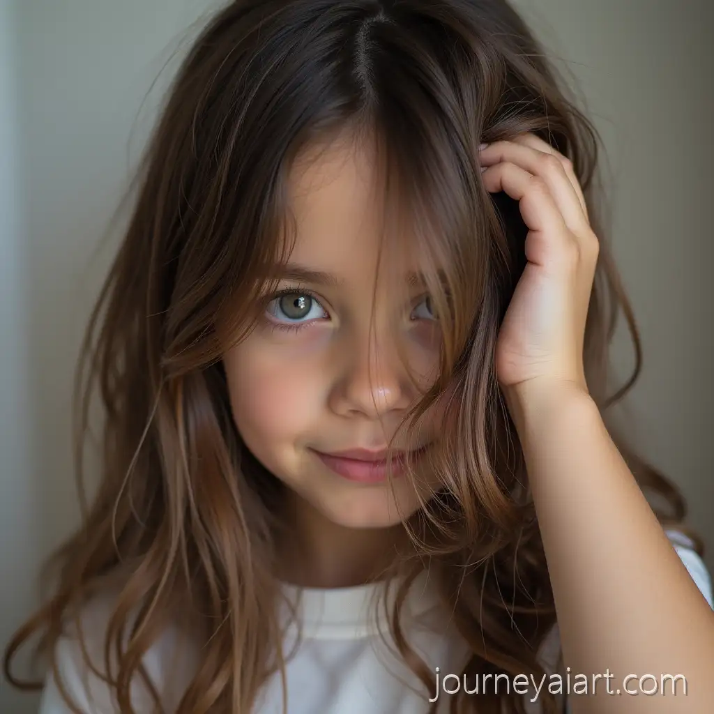 Girl-Adjusting-Hair-While-Hiding-Face-with-Eyes-Visible