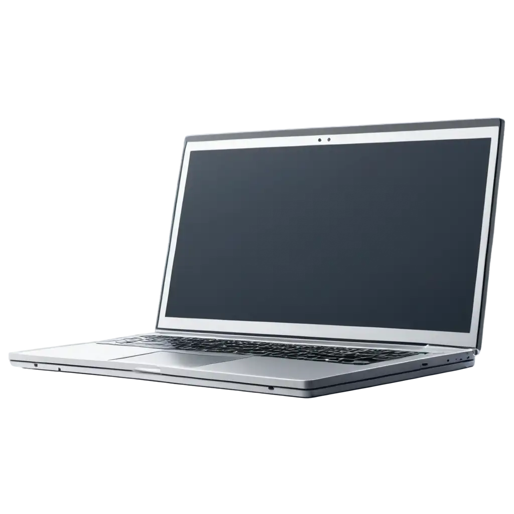 computer Laptop in 2D, silver color, comic style