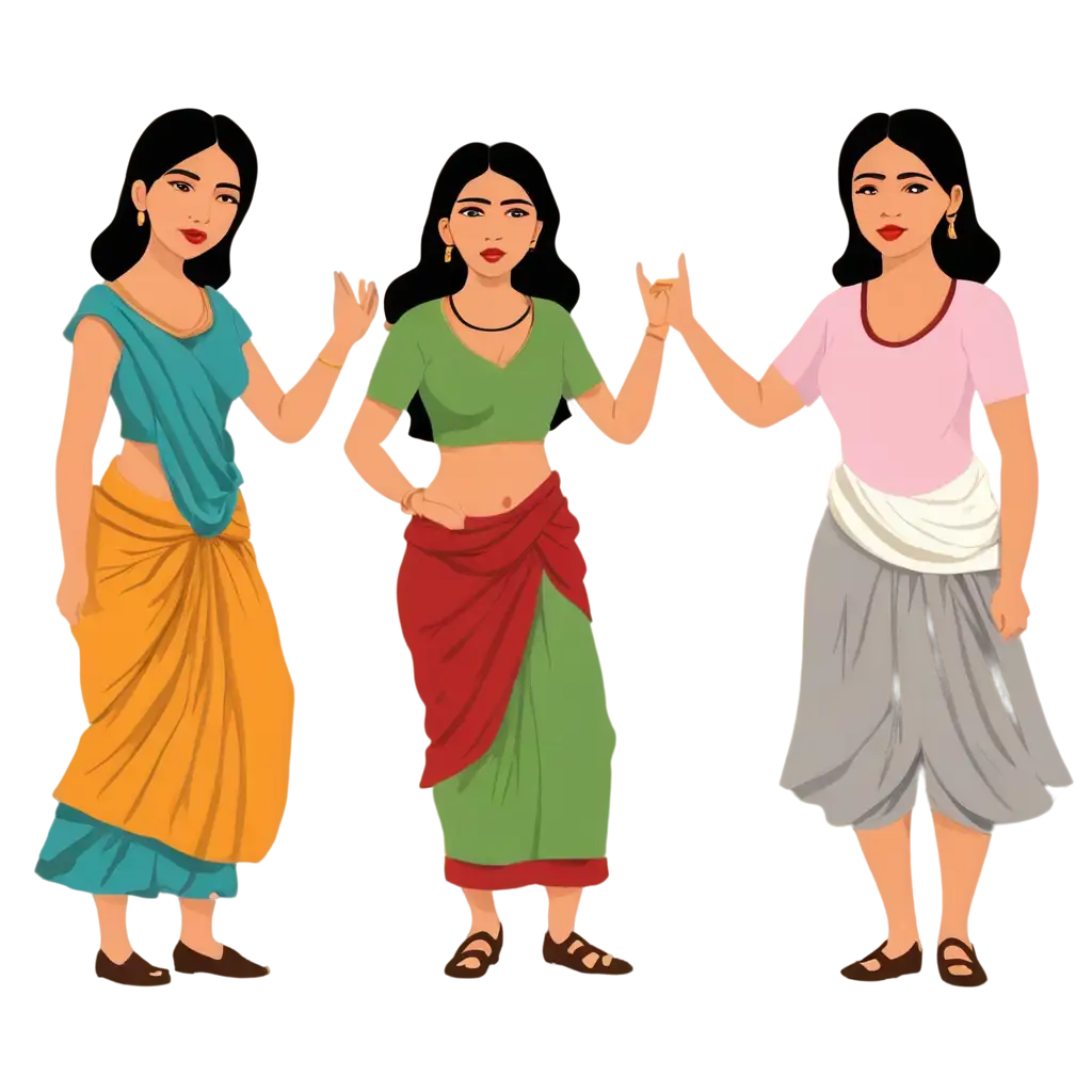 Group-of-Nepali-Women-Clipart-PNG-Diverse-Vibrant-Representation-in-HighQuality-Format