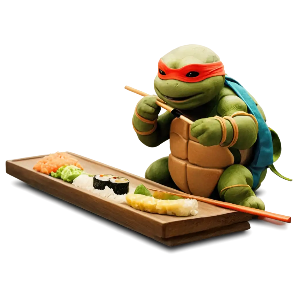 Ninja-Turtle-Eating-Sushi-PNG-Image-Artistic-Creation-for-Digital-Content