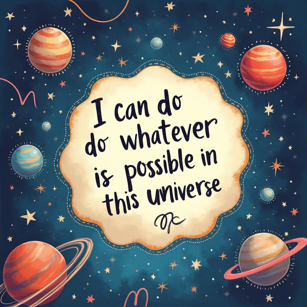 Write my great thought on a template 'I can do whatever is possible in this universe'