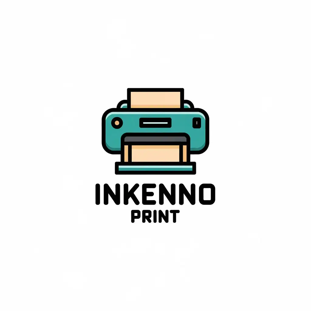 a vector logo design,with the text "inkenno print", main symbol:printer,Moderate,clear background