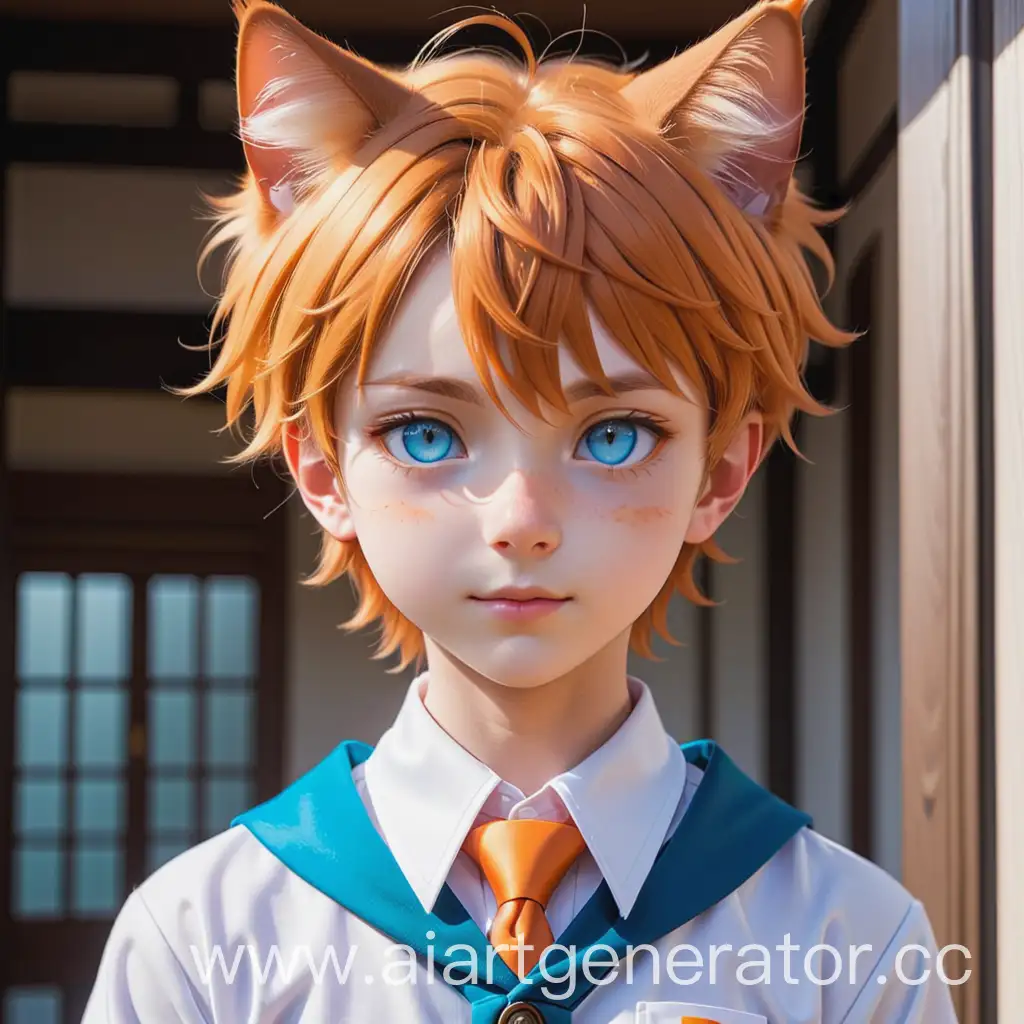 Japanese-School-Uniform-Kemono-Cat-Boy-with-Heterochromia-Eyes