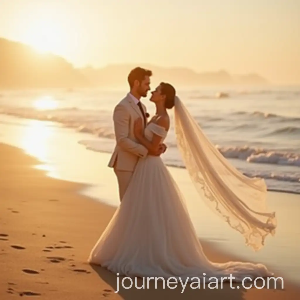 RomAI-Image-Prompt-Expansionantic-Wedding-Couple-on-a-Serene-Beach-at-Sunset