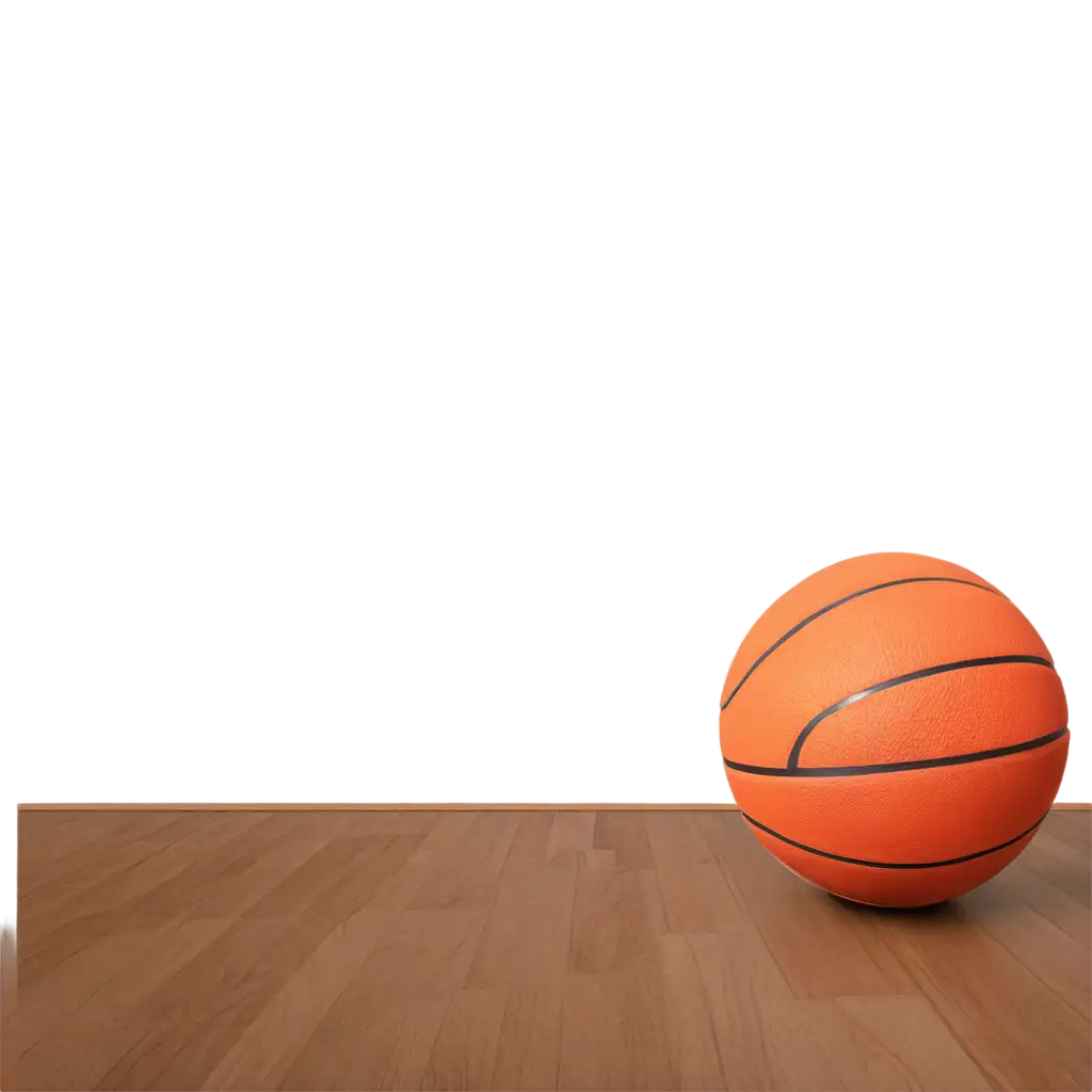 Realistic-Basketball-PNG-Image-on-Polished-Wooden-Court-Floor-HighQuality-Visual-for-Digital-Use