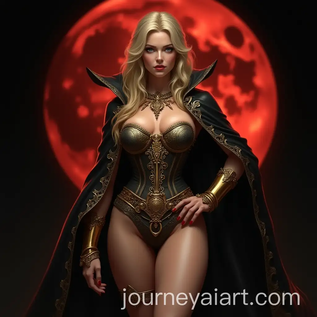 Fantasy-Art-Regal-Woman-in-Ornate-Black-and-Gold-Outfit