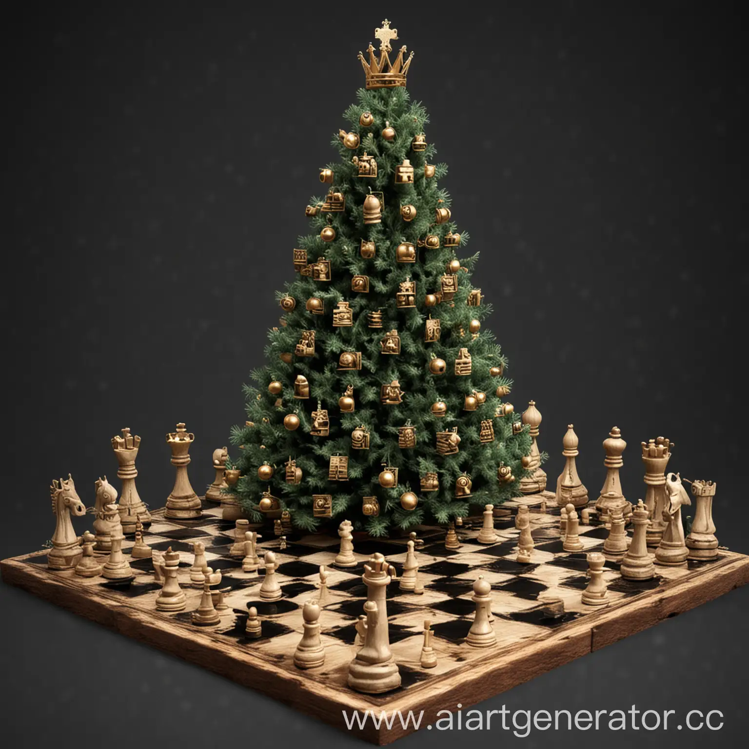 New-YearThemed-Chess-Set-with-Festive-Decorations