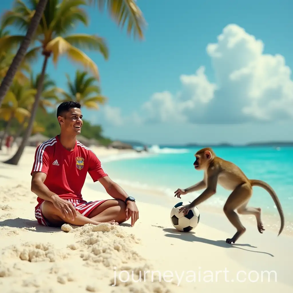 Cristiano-Ronaldo-Chasing-a-Mischievous-Monkey-on-a-Tropical-Beach