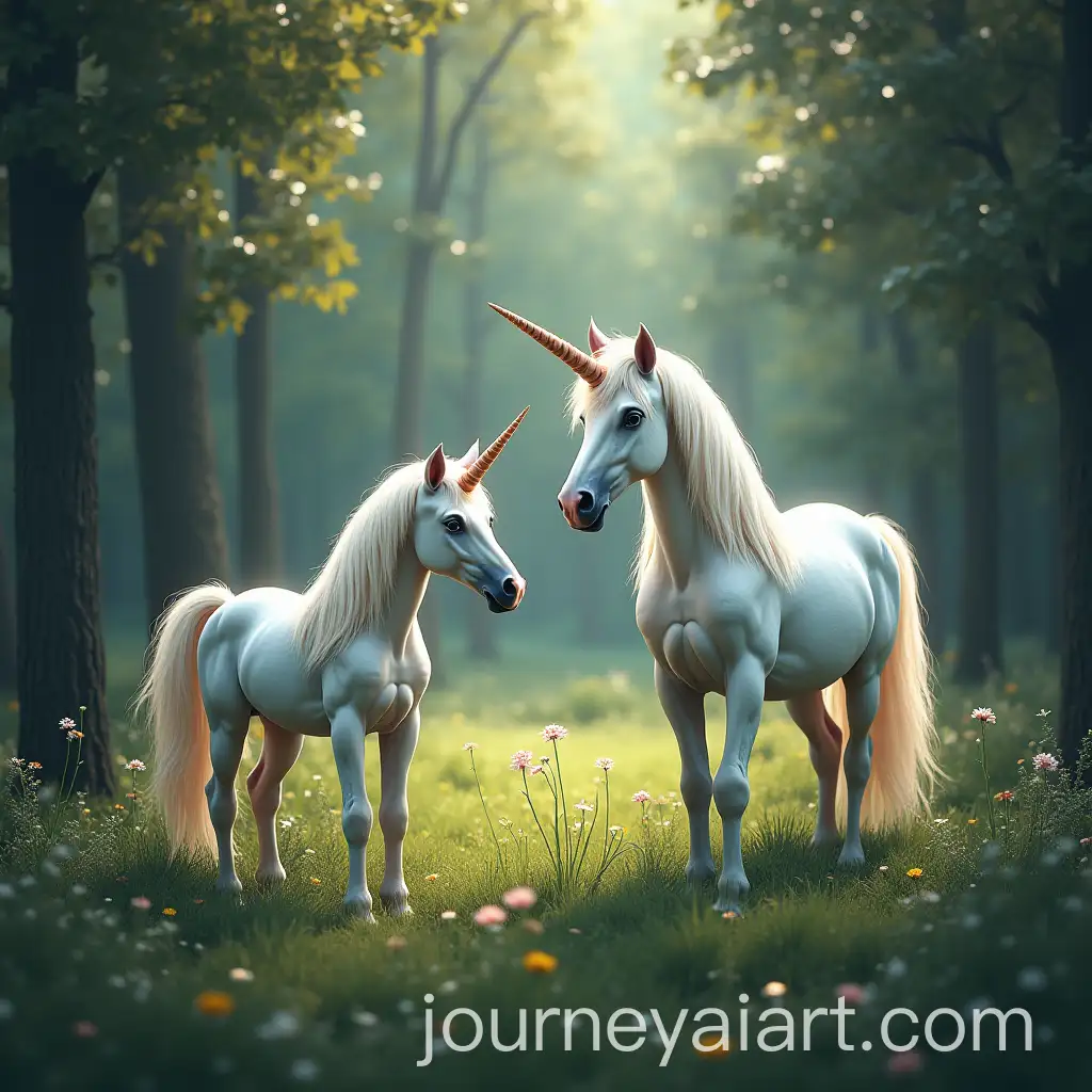 Mother-Unicorn-and-Her-Daughters-in-a-Enchanted-Forest