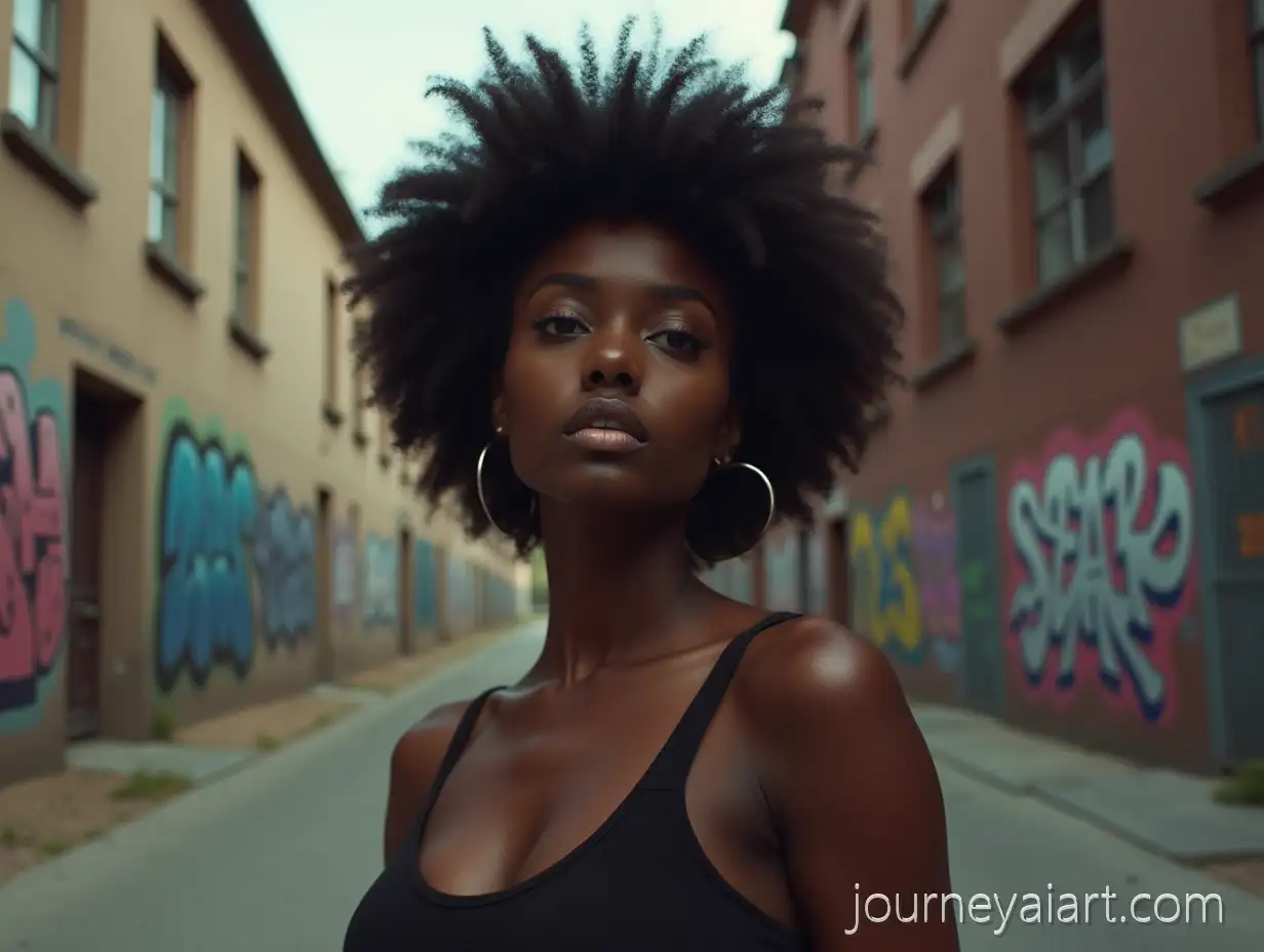 Street-ArtStreet-art-moodboard-Moodboard-Featuring-Black-Woman-with-Pronounced-Neckline-and-Graffiti-Background