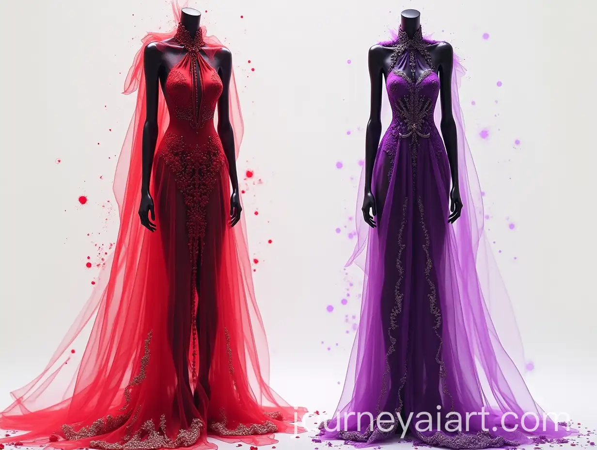 Futuristic-Dresses-Representing-SelfHarm-SelfDiscovery-and-Healing-in-Red-and-Purple-Themes