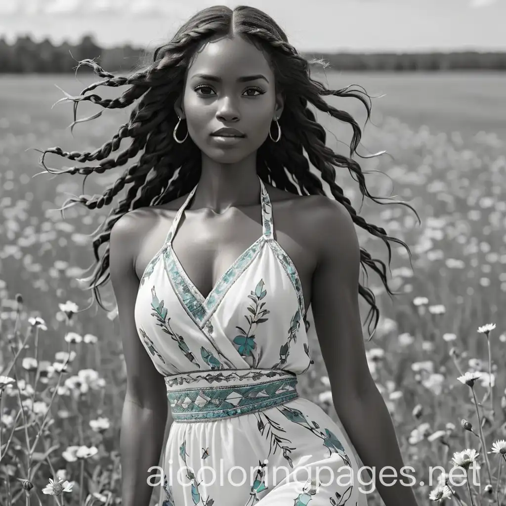 Indigenous-Woman-in-Turquoise-Dress-Surrounded-by-Wildflowers