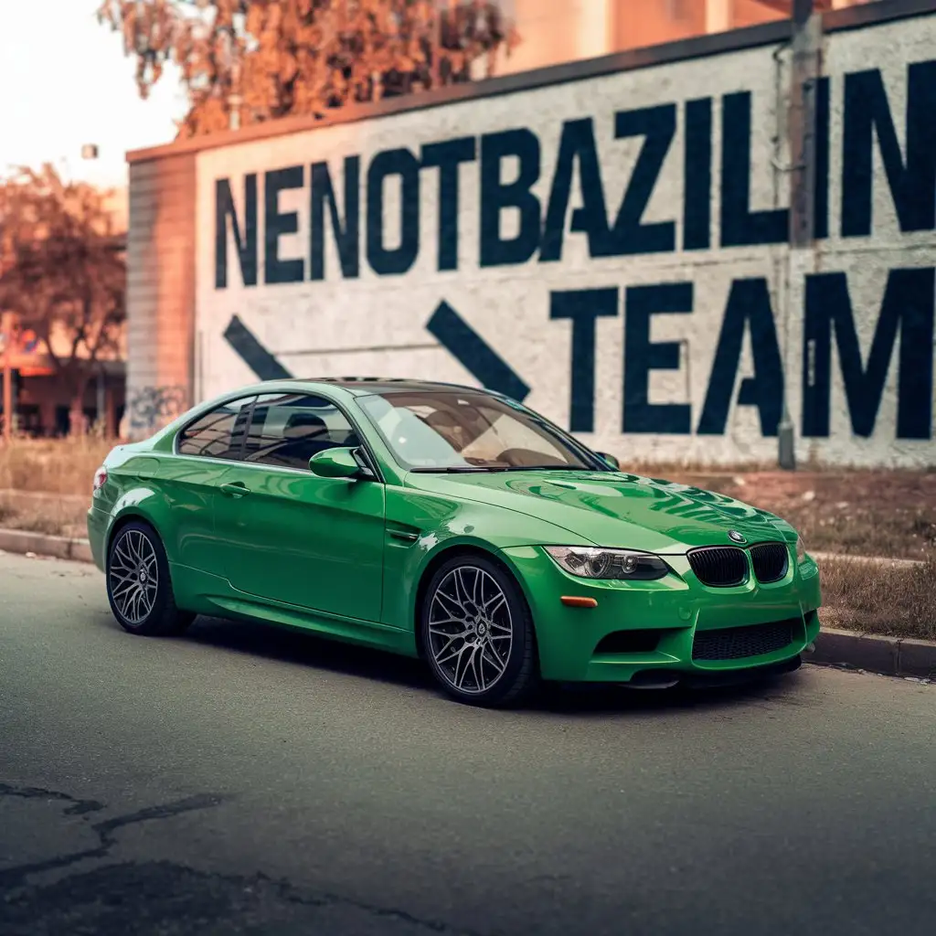 Green-BMW-M3-with-NENOTNOTBAZILIN-TEAM-Inscription